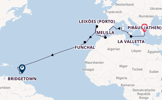 Mittelmeer ab Piräus (Athen), Griechenland auf der Seabourn Ovation