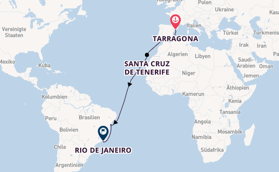 Transatlantik ab Tarragona, Spanien auf der MSC Divina