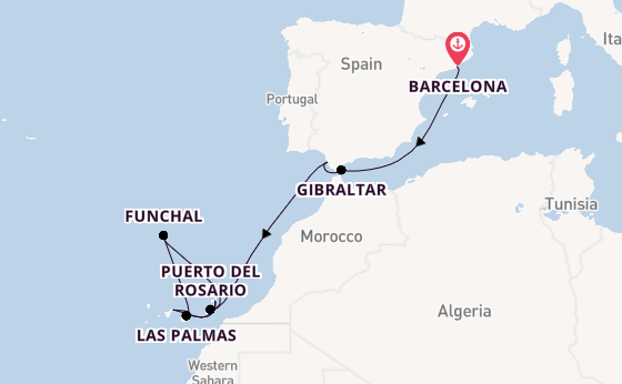 Canarische Eilanden vanaf Barcelona, Spanje met AIDAblu