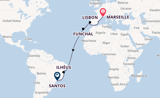Transatlantic from Marseille, France with the MSC Musica