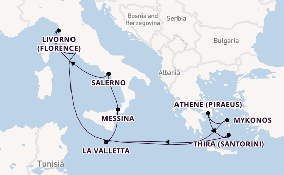 Middellandse Zee vanaf Civitavecchia (Rome), Italië met de Norwegian Epic