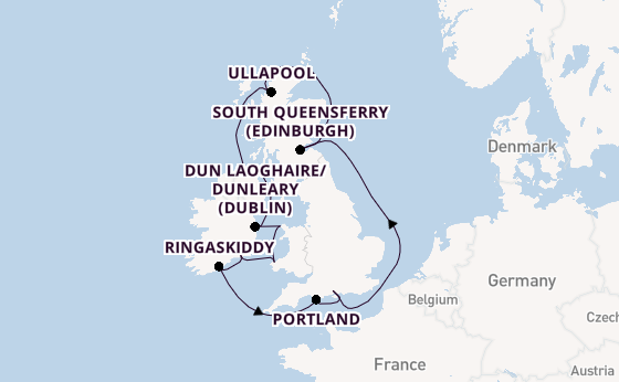 British Isles from Southampton, England with the Marina