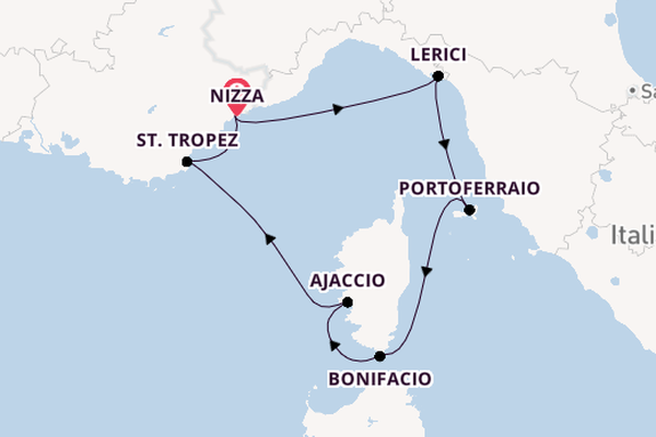 Westliches Mittelmeer ab Nizza, Frankreich auf der Royal Clipper