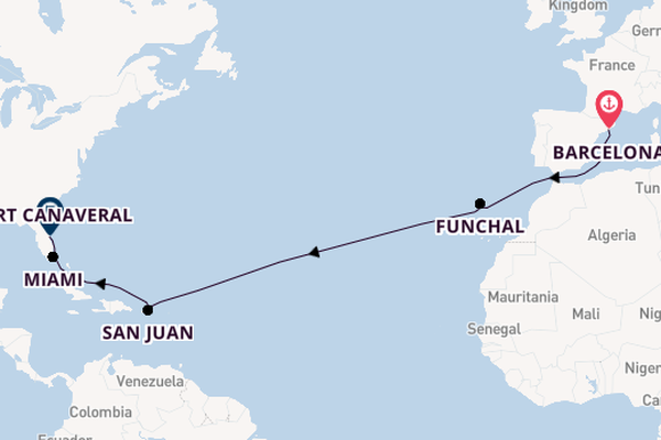 Transatlantic from Barcelona, Spain with the MSC Grandiosa