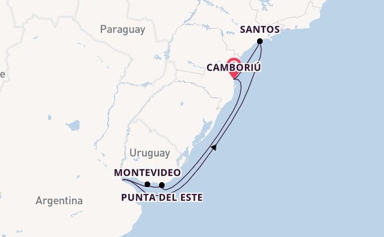 Zuid-Amerika vanaf Camboriú, Brazilië met de MSC Seaview