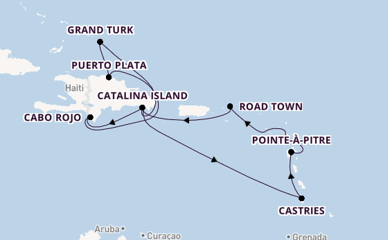 Caribbean vanaf La Romana, Dominicaanse Republiek met de Costa Fascinosa