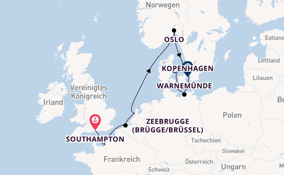 England ab Southampton, Großbritannien auf der Norwegian Jewel