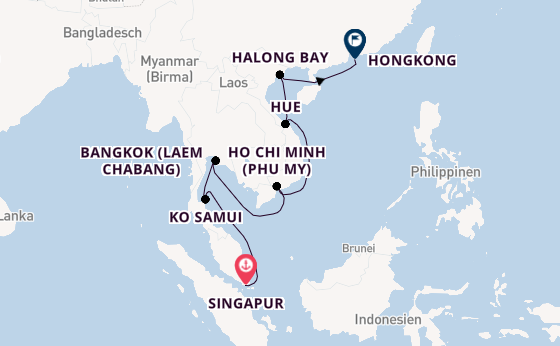 Südostasien ab Singapur, Singapur auf der Seven Seas Splendor
