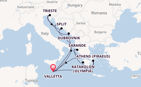 Mediterranean Sea from Valletta, Malta with the Azura