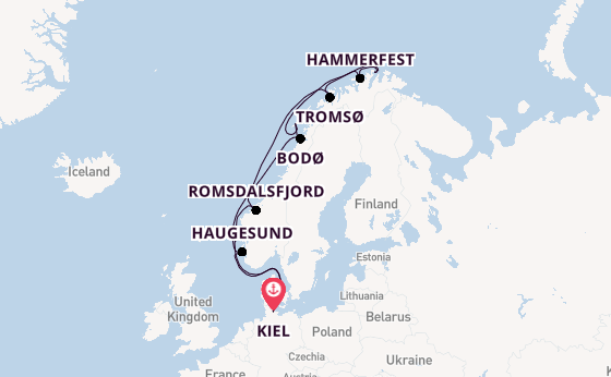 Noorwegen vanaf Kiel, Duitsland met AIDAluna