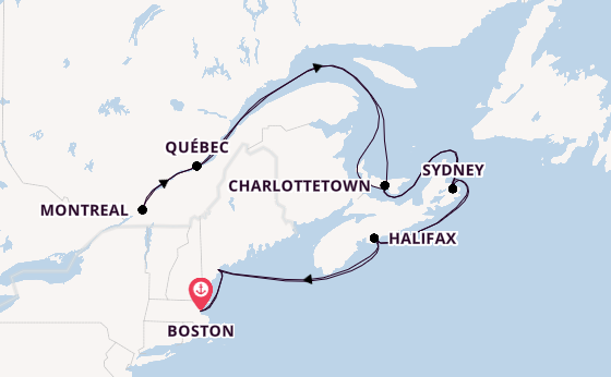 Nieuw-Engeland vanaf Boston, Verenigde Staten met de Volendam