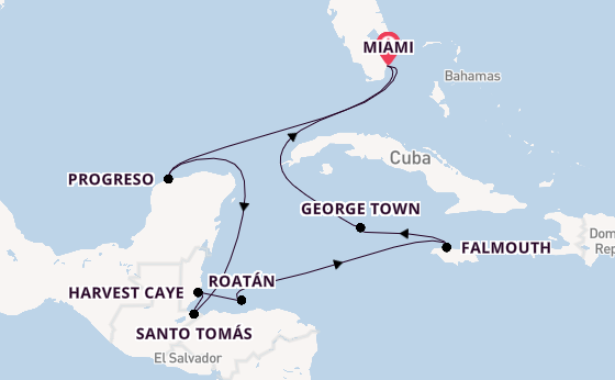 Western Caribbean from Miami, Florida with the Seven Seas Prestige