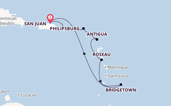 Caribbean vanaf San Juan, Puerto Rico met de Crown Princess