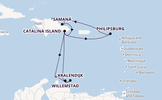 Caribbean vanaf La Romana, Dominicaanse Republiek met de Mein Schiff 1