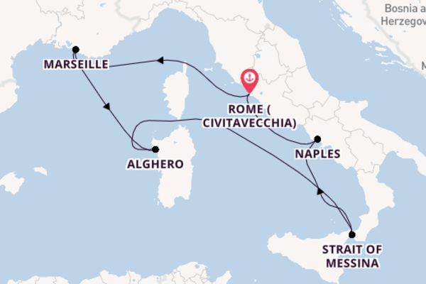 Western Mediterranean from Rome (Civitavecchia), Italy with the Queen Victoria