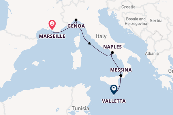 Western Mediterranean from Marseille, France with the MSC World Europa