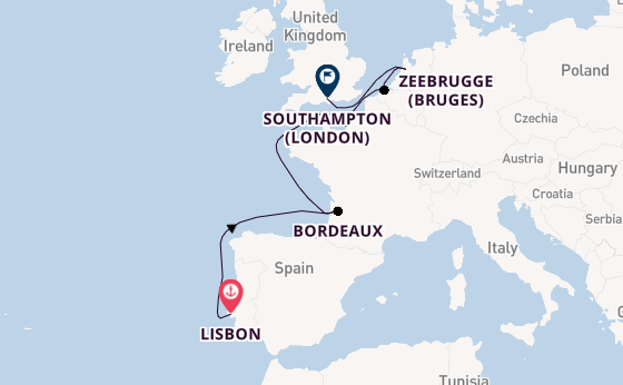 England from Lisbon, Portugal with the Seven Seas Voyager