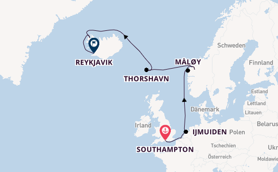 Norwegen ab Southampton, Großbritannien auf der Norwegian Prima