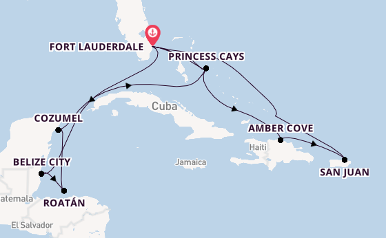 Caribbean vanaf Fort Lauderdale, Verenigde Staten met de Sun Princess