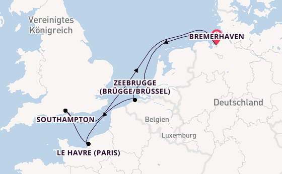 England ab Bremerhaven, Deutschland auf der Mein Schiff 3