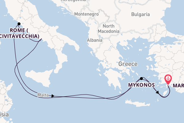 Mediterranean Sea from Marmaris, Turkey with the MSC Divina