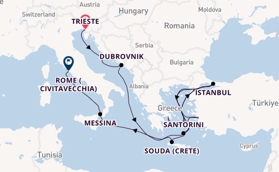 Mediterranean Sea from Trieste, Italy with the Oosterdam