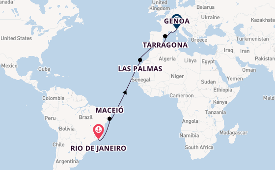 Transatlantic from Rio de Janeiro, Brazil with the MSC Musica