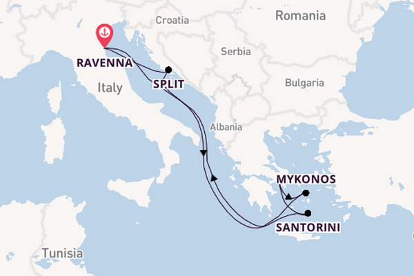 Mediterranean Sea from Ravenna, Italy with the Explorer of the Seas