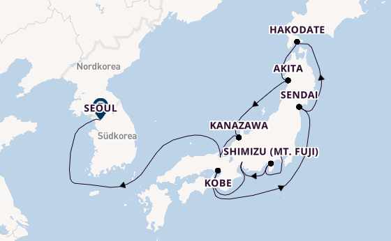 Japan ab Yokohama (Tokio), Japan auf der Norwegian Jade