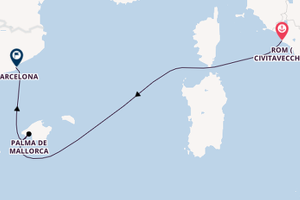 Westliches Mittelmeer ab Civitavecchia (Rom), Italien auf der MSC Grandiosa