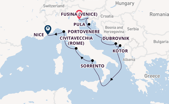 Middellandse Zee vanaf Fusina (Venice) met de Azamara Onward