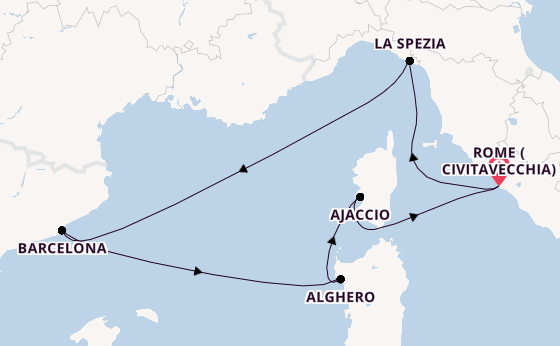 Western Mediterranean from Rome (Civitavecchia), Italy with the Queen Elizabeth