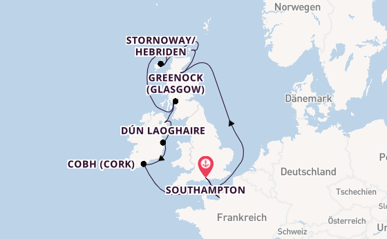 Britische Inseln ab Southampton, Großbritannien auf der Majestic Princess