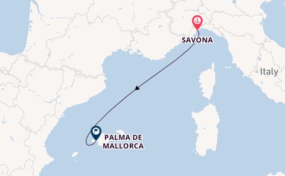 Western Mediterranean from Savona, Italy with the Costa Diadema