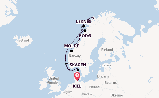 Noorwegen vanaf Kiel, Duitsland met AIDAluna