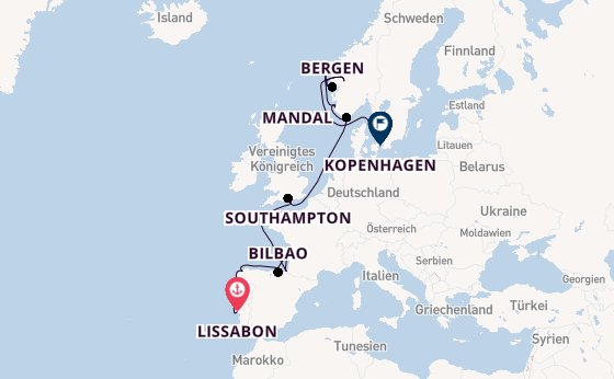 Norwegen ab Lissabon, Portugal auf der Explora III