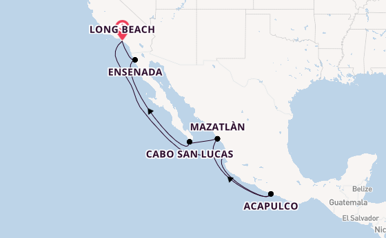 Mexican Riviera from Long Beach, California, USA with the Carnival Firenze