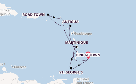 Southern Caribbean from Bridgetown, Barbados with the Arvia