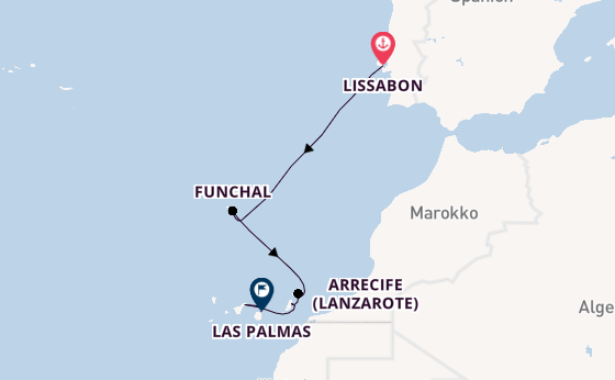 Kanarische Inseln ab Lissabon, Portugal auf AIDAsol