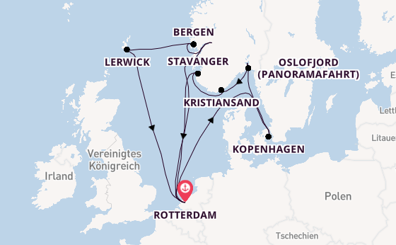 Norwegen ab Rotterdam, Niederlande auf der Rotterdam