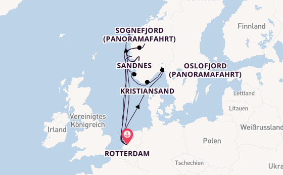 Norwegen ab Rotterdam, Niederlande auf der Rotterdam