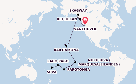 Polynesië vanaf Vancouver, Canada met de Riviera