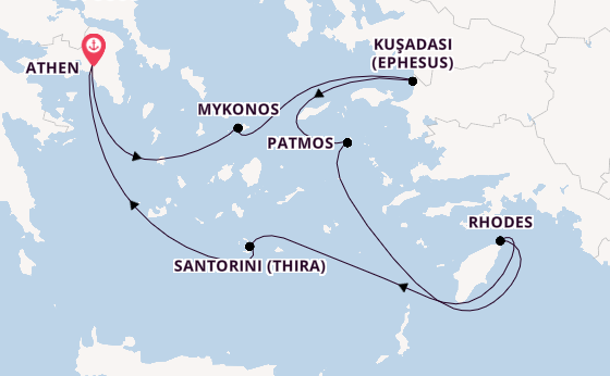 Eastern Mediterranean from Athen, Greece with the Celestyal Discovery
