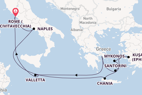 Mediterranean Sea from Rome (Civitavecchia), Italy with the Celebrity Ascent