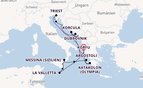 Mittelmeer ab Korfu, Griechenland auf AIDAblu