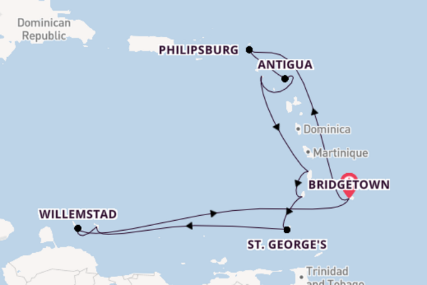 Southern Caribbean from Bridgetown, Barbados with the Britannia 