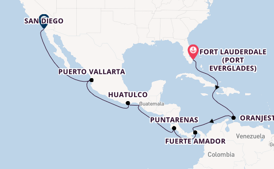 Central America from Fort Lauderdale (Port Everglades), Florida with the Island Princess