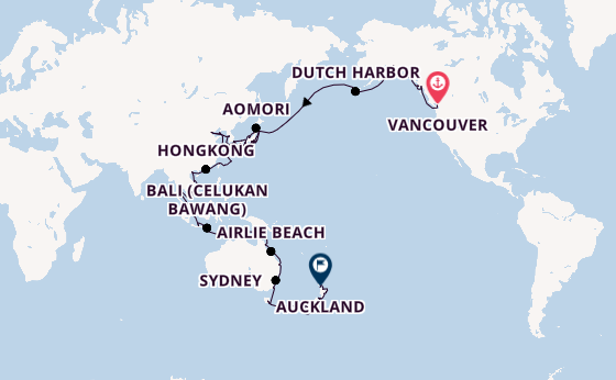Transpazifik ab Vancouver, Kanada auf der Azamara Pursuit