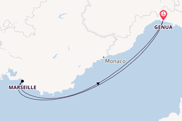 Westelijke Middellandse Zee vanaf Genua, Italië met de MSC Magnifica