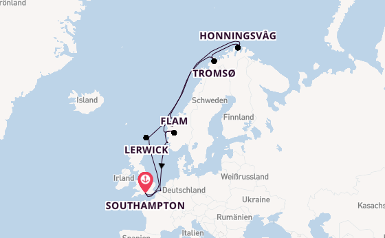 Norwegen ab Southampton, Großbritannien auf der Celebrity Apex